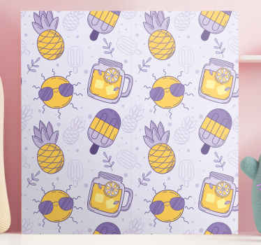 Fruit canvas wall art sunny pineapple delights - TenStickers