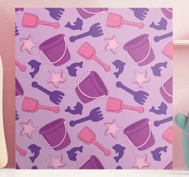 Cuadro infantil patrón de juguetes de playa - TenVinilo