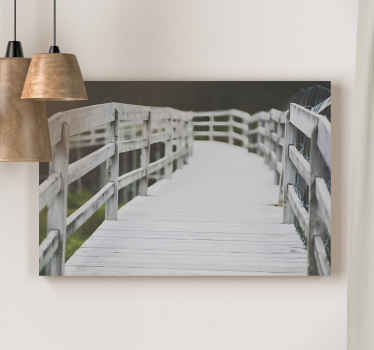 Cuadro 3d Imagen de puente de madera blanca - TenVinilo