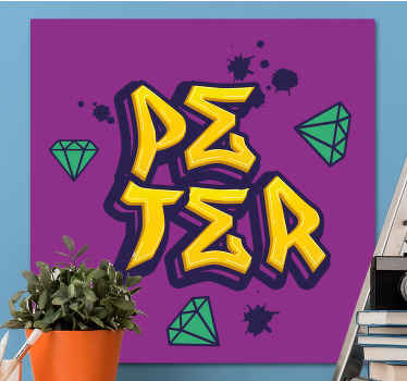 Zelené diamanty graffiti personalizované obraz - TenStickers