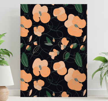 Cuadro de flores Patrón de fauna y flora vívidos oscuros - TenVinilo