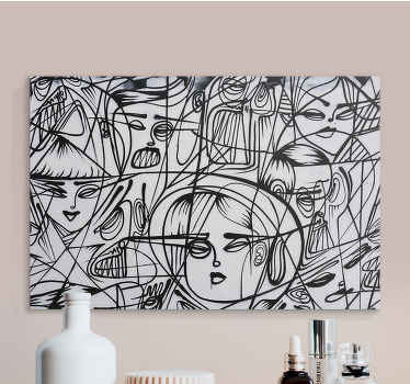 Kunst auf Leinwand Schwarz-weiße abstrakte gesichter - TenStickers