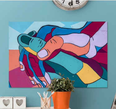 Colorful hand drawn hands canvas art prints - TenStickers