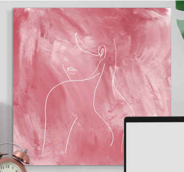 Woman silhouette pink paint canvas art prints - TenStickers