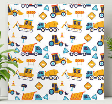 Construction Vehicle Fun nursery canvas - TenStickers