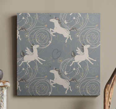 Pegasus unicorns dark background nursery canvas - TenStickers