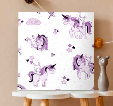 Vienaragis ir triušis aplink žvaigždes vaikų darželio drobė - „Tenstickers“