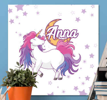 Cuadro personalizable Unicornio y luna - TenVinilo