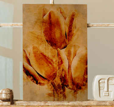 Tableau fleurs élégant beige trois pétales - TenStickers