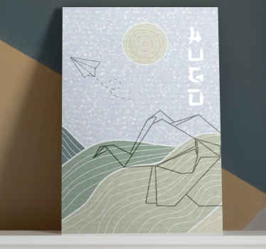 Sinisiä pilviä ja lintuja lastenhuoneen canvas taulu - Tenstickers