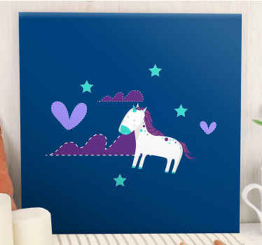 Simple unicorn with stars nursery canvas - TenStickers