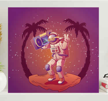 šokantis astronautas kosminių kostiumų sienų atspauduose - „Tenstickers“