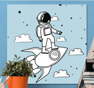 Raket astronaut och stjärnor moderncanvas tavla - Tenstickers