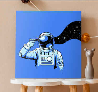 Cuadro para dormitorio Astronautas bajo pistola de presión - TenVinilo
