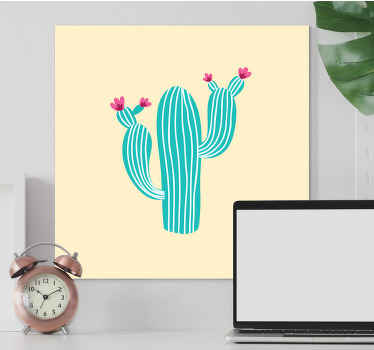 Cuadro plantas Cactus de color azul pastel - TenVinilo