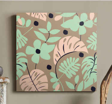 Quadro de flores Flores e folhas de monstera de cor pastel - TenStickers