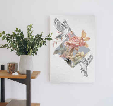 Cuadro flores con pájaros - TenVinilo