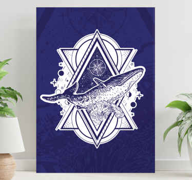 Cuadro vintage Brújula y ballena ilustración - TenVinilo