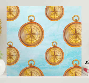 Rumeni vintage kompas na platnu - TenStickers