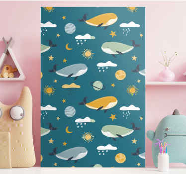 Tableau mer sticker de baleine à la mode - TenStickers