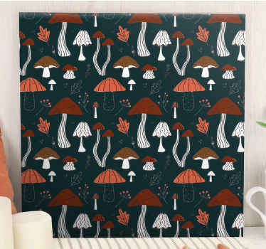 Blue mushroom pattern Plant canvas prints - TenStickers
