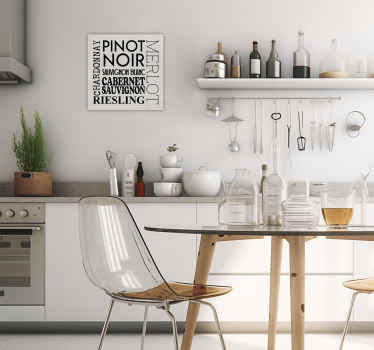 Cuadro cocina Tipos de vino - TenVinilo