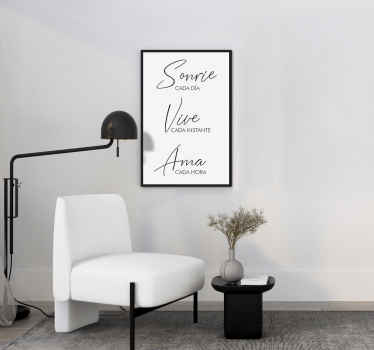 Cuadro comedor sonríe, vive y ama. - TenVinilo