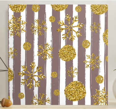Quadro de natal Padrão listrado com círculos dourados - TenStickers