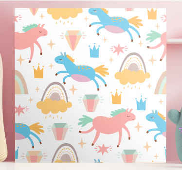 Panza de pepinieră drăguță cu unicorni și curcubee - TenStickers