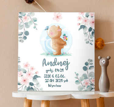 Personalizowany obraz niedźwiedź chłopiec informacje o narod - TenStickers