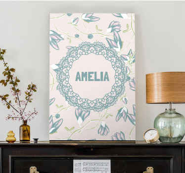 Käsin piirretty lehti- ja kukkakuvio canvas taulu omasta kuvasta - Tenstickers