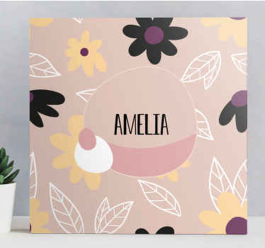 Cuadro personalizable Coloridas flores modernas con fondo beige - TenVinilo
