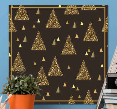 Cuadro de navidad Elegantes arboles de navidad dorados - TenVinilo