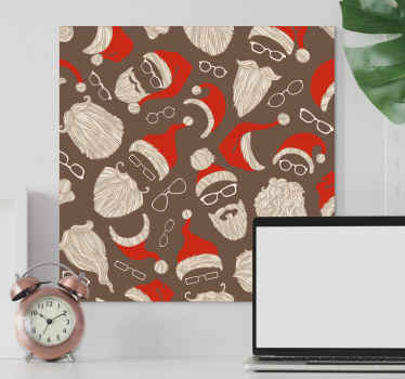 Leinwandbild Weihnachten Vintage weihnachtsmann-gesichtsmuster - TenStickers