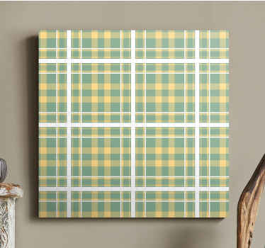 Gul, grøn og hvid gingham lærred - TenStickers