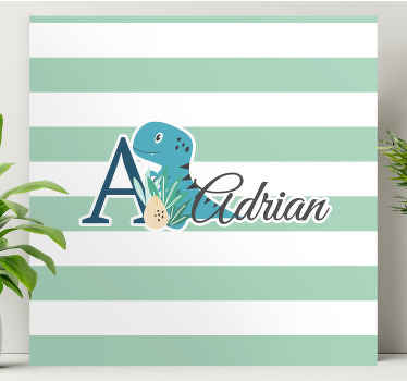 χαριτωμένα ζώα dino με όνομα εξατομικευμένο καμβά - TenStickers