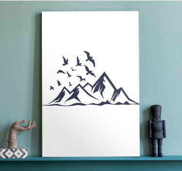 Jednobarevné hory s moderním plátnem pro ptáky - TenStickers