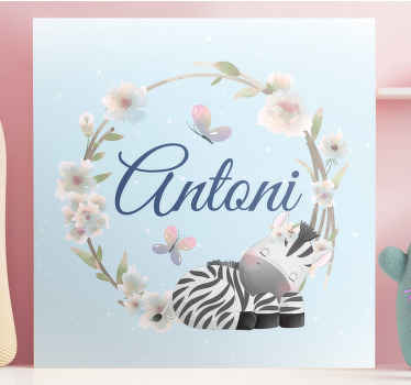 Zebra blomsterdesign baby lærredsbilleder - TenStickers