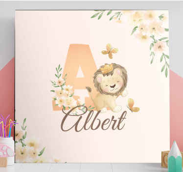 Cuadro infantil Lindos animales leona con nombre - TenVinilo