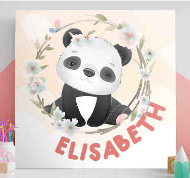 Søde dyr panda med navn lærred - TenStickers