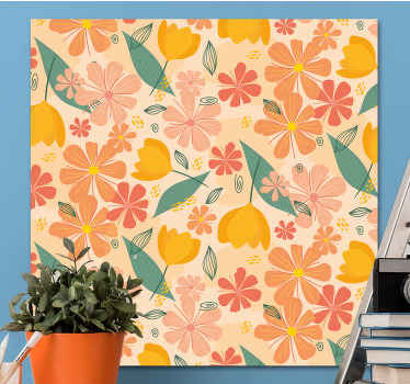 Cuadro de flores Coloridas hojas y flores vintage - TenVinilo