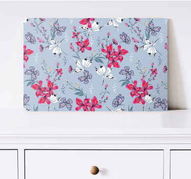 červené kvety s kvetinovým obrazy na stenumotýľov - Tenstickers