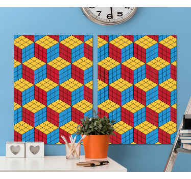 Decore sua casa com nossa tela retro com padrão original de cubo de rubik em cores vivas incríveis! Dedicado a todos os fãs do cubo de rubik! Compra online!