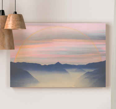 Płótno do salonu światło nad sylwetką góry - TenStickers