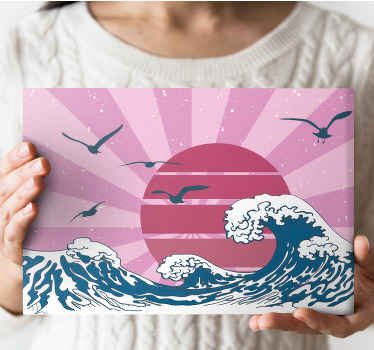 Det flotte lyserøde retro bølge retro lærred - TenStickers