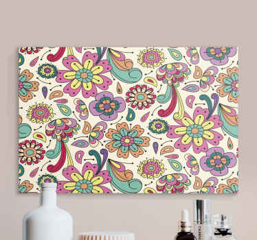 Colorful hippie floral pattern retro canvas - TenStickers
