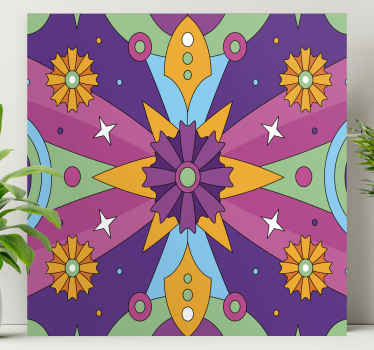 Cuadro vintage Colorido diseño fractal psicodélico - TenVinilo