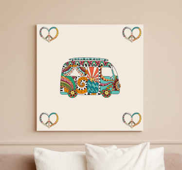 Cuadro vintage Autobús hippie con muchos graffitis - TenVinilo