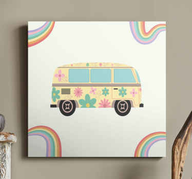 Bloemen retro busje canvas - TenStickers