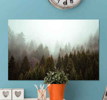 Conifers forest and fog  landscape canvas - TenStickers